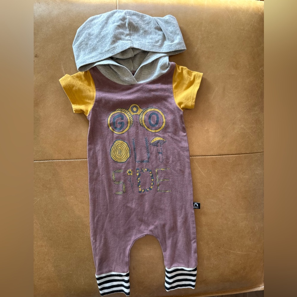 Rags Go Outside Hooded Romper 3-6M